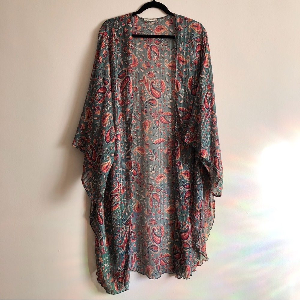 Kimono Paisley Boho Long Cover-Up to 2XL